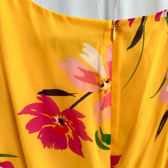 Jessica Howard Women's Plus 24W Yellow dress with pink flowers and layered skirt - Picture 10 of 10